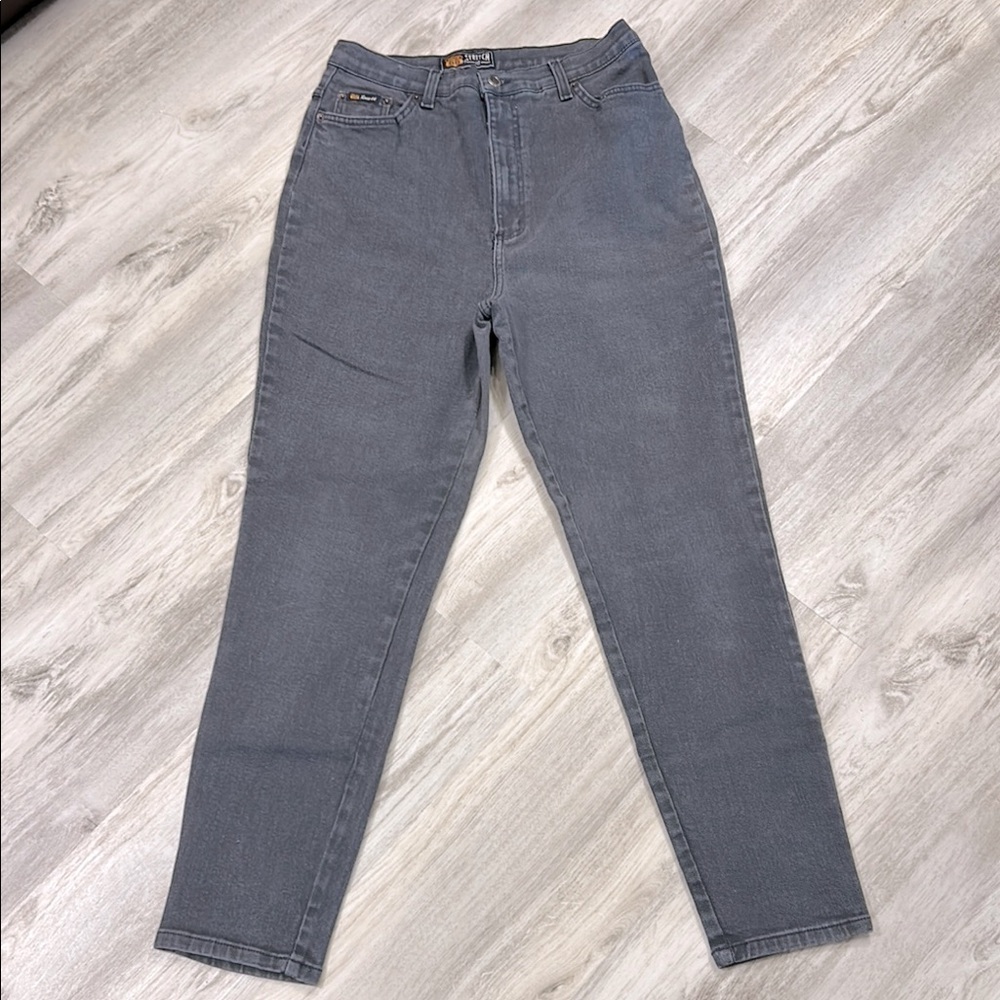 Vintage 90s Route 66 Stretch Denim Hi-Rise Baggy Straight Tapered Leg Gray Jeans